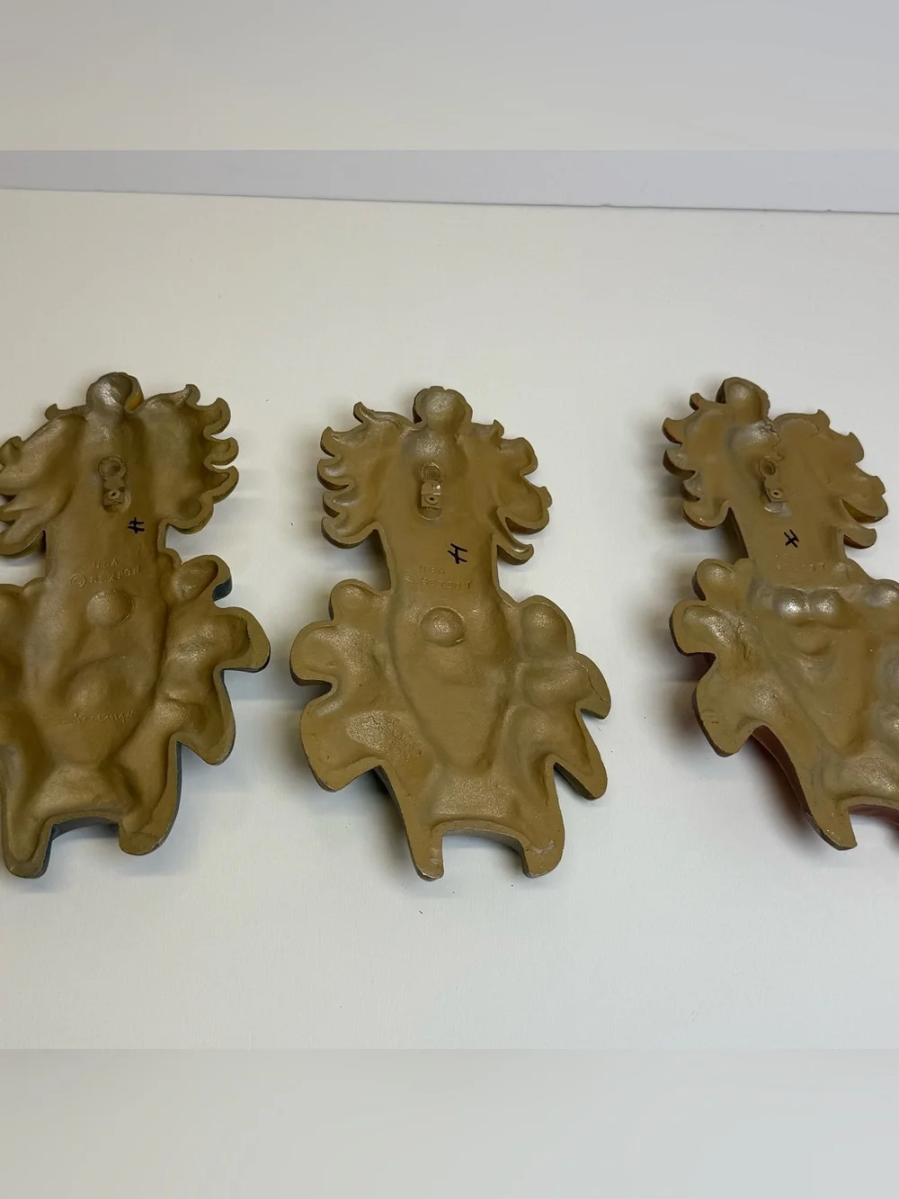 CLOWNS HEAD SET 3 SEXTON METAL PAINTING WALL MOUNTING Cast Iron Vintage Made USA